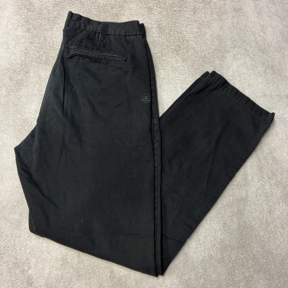 Stussy Chino Pants Black Relaxed Straight Streetwear Mens 32 (Fits 30x30)